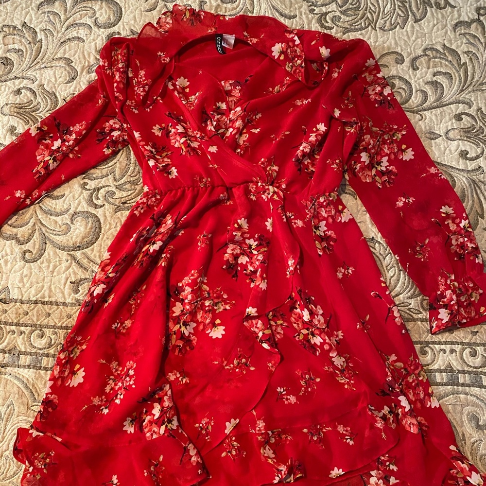 Red floral H&M dress